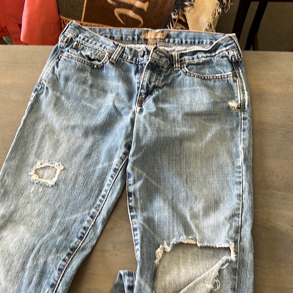 Abercrombie and Fitch size 8 ripped and painted jeans